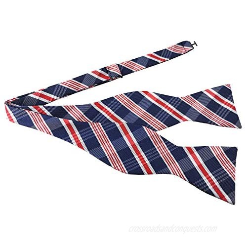 Pensee Mens Self Bow Tie Plaids & Checked Jacquard Woven Silk Bow Ties