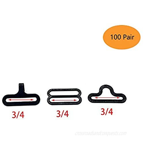 Rainforce 100 Sets Adjustable Bow Tie Hardware Clip Set Metal Cravat Clip Hook Fastener for Necktie Strap (Black)