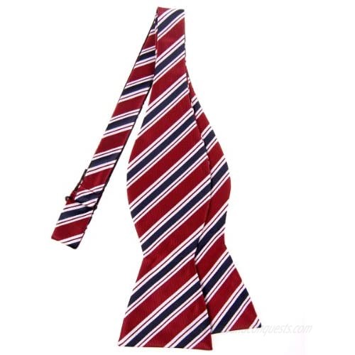 Retreez Preppy Stripe Pattern Woven Microfiber Self Tie Bow Tie