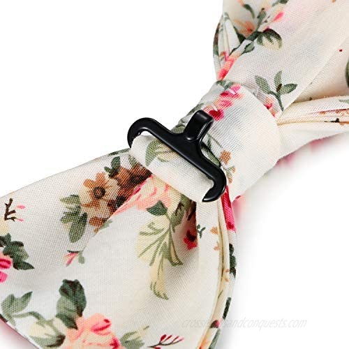 Skepo Fashion Mens Flower Pattern Adjustable Neck Floral Bowtie Bow Tie for Wedding Anniversary