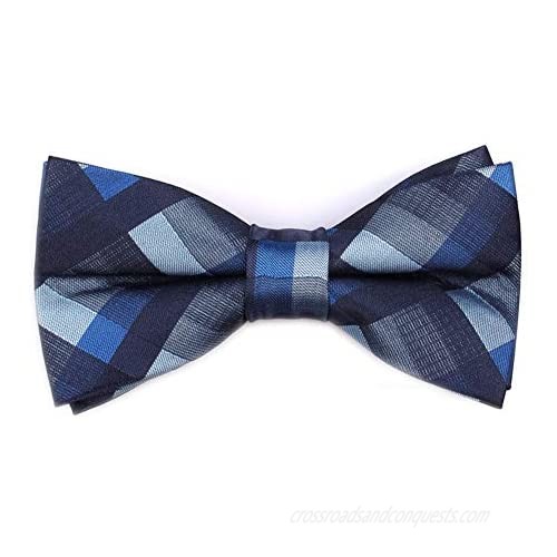 Skinny Ties for Mens Novelty Plaid Check Business Wedding Fashion Formal Neckties 2.7  Pocket Square  Bow Ties