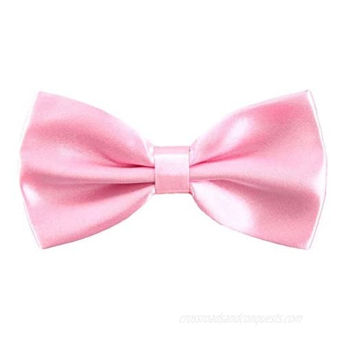 Startby Mens Shiny Adjustable Neck Solid Bow Ties Pre Tied