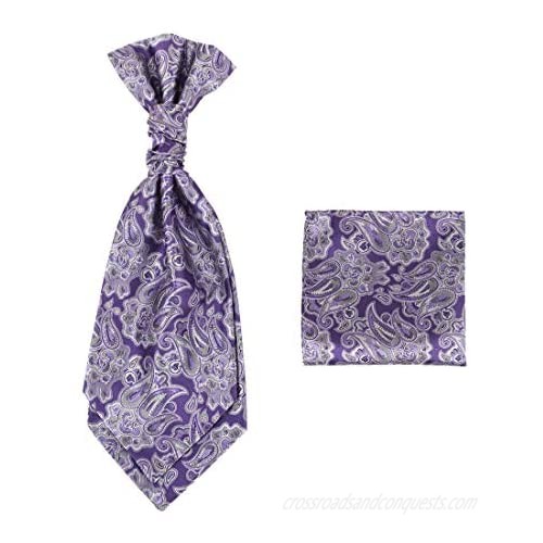 Ascot Cravat Tie For Men Purple Pretied Cravat Tie Handkerchiefs Set Pure Silk Pattern Clip-On Adjustable Christmas Fashion C.B.AQ.R.021 Epoint Indigo Whitesmoke Light Gray
