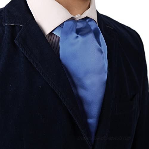 Ascot Cravat Tie For Men Set 3Pack Satin Solid Self Casual Ascot Scarves Silk Blend Dan Smith Drde0009 Orange Blue Camel