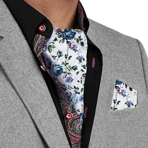Dan Smith Men's Fashion Floral Men's Cotton Cravat Hanky Set Ascot Tie
