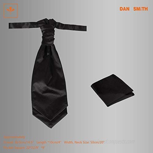 Dan Smith Men's Fashion Formal Satin Plain Cravat Extra Long 14.5 Adjustable Neck Size 20