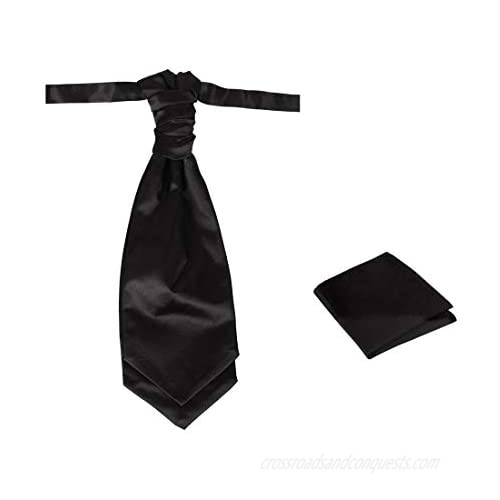 Dan Smith Men's Fashion Formal Satin Plain Cravat Extra Long 14.5"  Adjustable Neck Size 20"