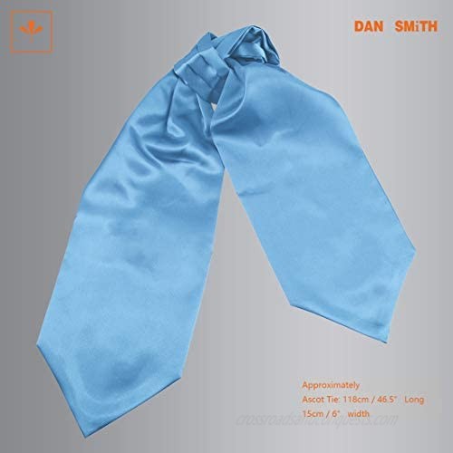 Dan Smith Men's Fashion Plain Microfiber Satin Ascot Tie Matching Hanky Set