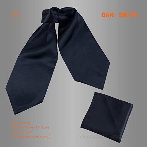 Dan Smith Plain Men's Fashion Cravat Microfiber Wedding Ascot Tie Extra Long Size 53 inches