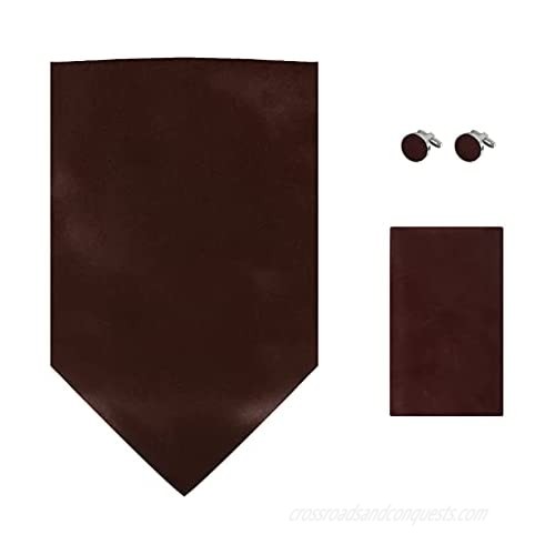 Dan Smith Self Ascot Tie Cravat For Party Feel Silk 46" Clip-On Man Wardrobe Self Ascot Scarf Pocket Squares Cuff Set