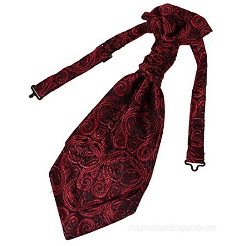 Dark Red Black Day Cravat For Mens Tall Pre-Tied Day Cravat Red Jacquard Woven Silk Birthday Designer ERB1B05A Epoint Patterned