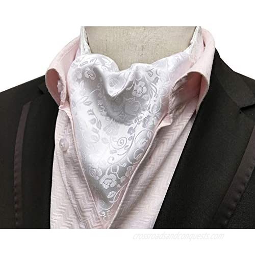 Elfeves Men's Luxury Floral Handsome Cravat Ties Perfect Design Self-tied Ascot