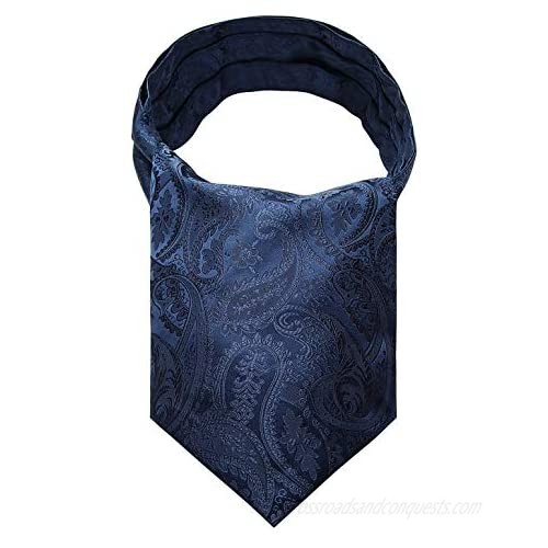 HISDERN Cravat Ascot Tie for Men Wedding Cravat Scarf