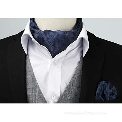 HISDERN Cravat Ascot Tie for Men Wedding Cravat Scarf