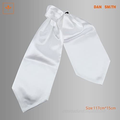 Mens Ascot Tie Satin Fabric Cravat Solid Ascot Dan Smith