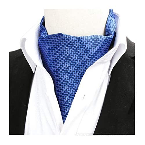 Men's Solid Color Silk Cravat Ties Jacquard Woven Casual Handmade Wedding Ascot