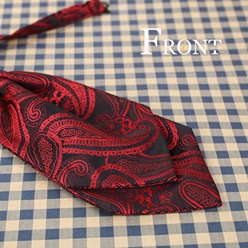 Red Neckerchief For Mens Tall Jacquard Woven Silk Pattern Pre-Tied Ascot ERB1B07C Epoint Red Black