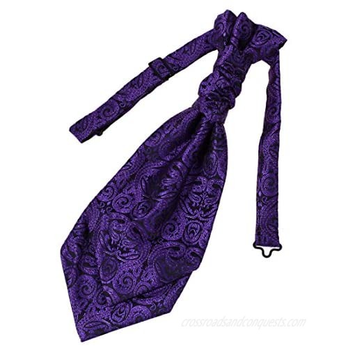 Silk Day Cravat For Men Big-Tall Flower Purple Pre-Tied Ascots Engagement Petite Plus Size ERB1B05B Epoint Indigo Black