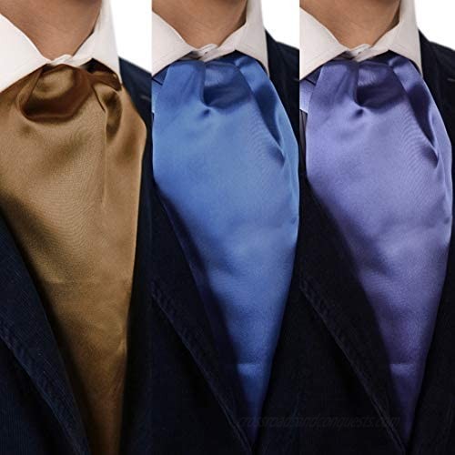 Solid Men Day Cravat Silk Blend Cravat Scarves Multi-Color Assorted Pack DRDE0005 Dan Smith Sandy Brown Light Sky Blue Medium Purple