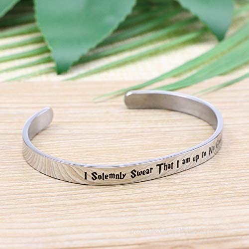 Awegift I Solemnly Swear That I Am Up to No Good Mischief Managed Inspired Script Bracelet Friendship Jewelry Gift