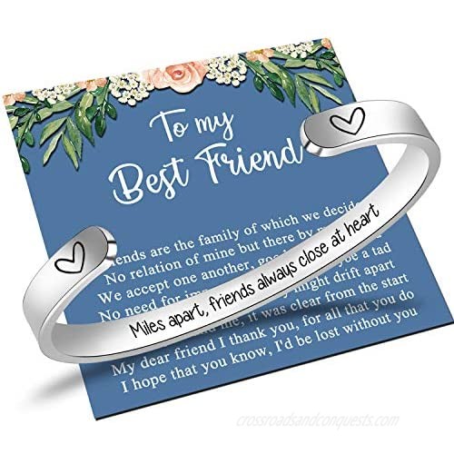 BTYSUN Friendship Bracelets for Women Inspirational Bracelet for Girls Best Friend Bracelets Engraved Cuff Jewelry Gifts for Teenage Girls Sister