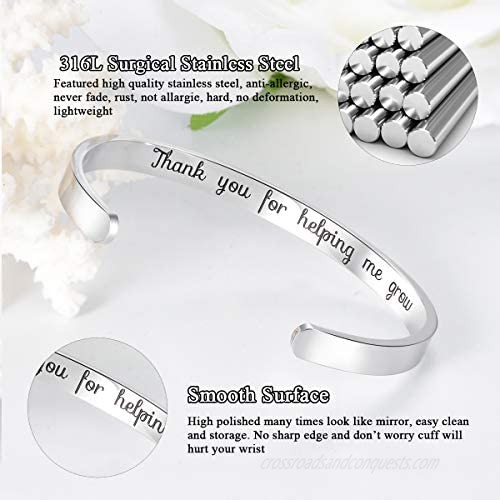 CERSLIMO Teacher Thank You Gifts for Women Bracelets- Graduation Teacher Appreciation Cuff Bangle End of Year Retirement Gifts for Teacher from Students