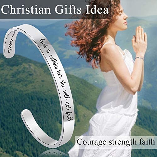 Christian Gifts for Women Inspirational Religious Bracelets for Women Her Girls Cuff Bangle Mens Bracelets Bible Verse Mantra Quotes Engraved Jewelry
