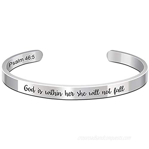 Christian Gifts for Women Inspirational Religious Bracelets for Women Her Girls Cuff Bangle Mens Bracelets Bible Verse Mantra Quotes Engraved Jewelry