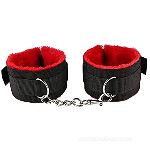 COLORFUL BLING 2021 New Fluffy Wrist Leather Handcuffs Bracelet Soft Plush Lining Wrist Handcuffs Bracelet Leg Cuffs Role Play Exercise Bands Leash Detachable for Home Yoga Gyms Party Cosplay Jewelry