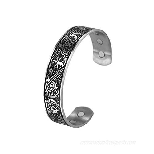Cooltime Ancient Nordic Tree of Life Odin's Raven Magnetic Bracelet Cuff