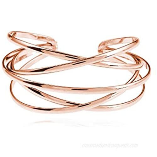 Cuff Bracelet for Women Multi-layer Cross Wire Bangle Bracelet Open Adjustable Wide Cuff Bracelet for Teen Girls Fashion Jewelry