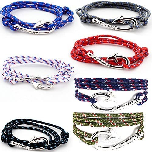 Fashionsupermarket 5-10pcs Nylon Rope Wrap Military Camouflage Nautical Fishook Bracelet  DIY Bracelet Anklet Necklace 32 Inch