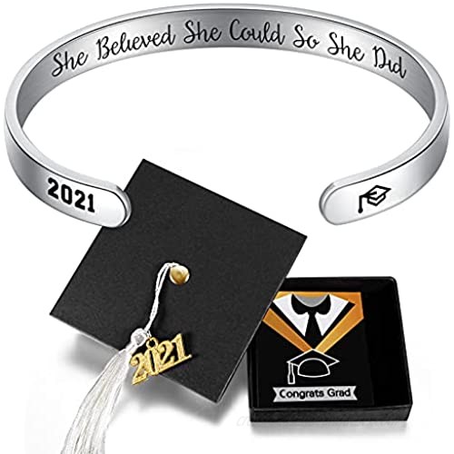 Freeprance Graduation Gifts Her 2021  Graduate Bracelet  Grad Bangle Cuff  High School College Senior Gift  2021 Jewelry for Him
