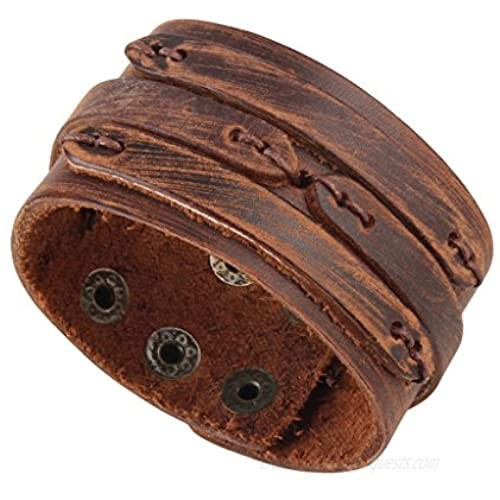 GelConnie Leather Cuff Bracelet Punk Braided Bracelets Rock Leather Wristbands Gothic Adjustable Wrap Bracelet for Men Women