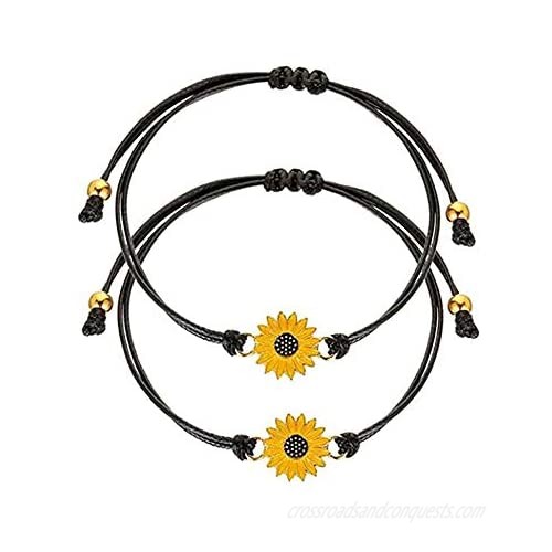 Handmade Sunflower bracelet Adjustable 2 pcs with Paper jam cuff Jewelry for women