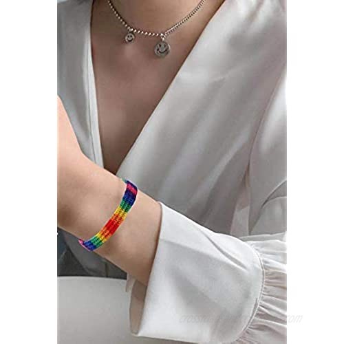 Hanpeelry Rainbow LGBTQ Pride Bracelet Adjustable Woven Braided Friendship String LGBT Bracelet Wristband for Gay & Lesbian