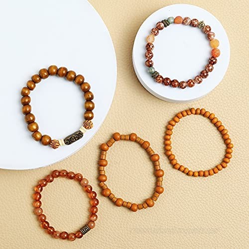 HZMAN Wrap Bracelets Men Women Hemp Cords Wood Beads Ethnic Tribal Bracelets Leather Wristbands