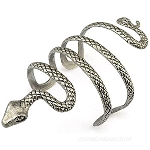 idealway Vintage Punk Silver Snake Open Bangle Cuff Bracelet for Men Women
