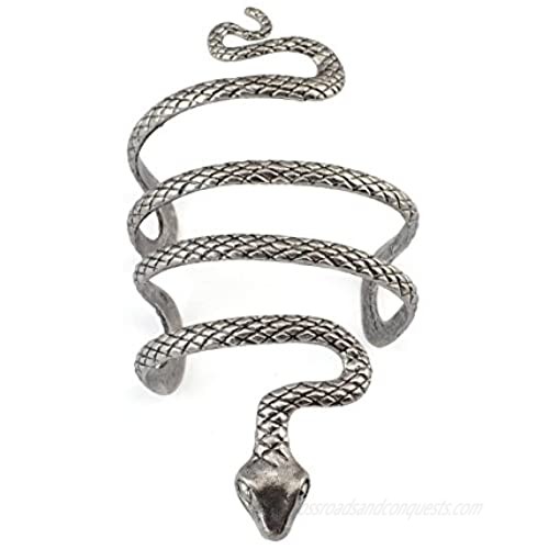 idealway Vintage Punk Silver Snake Open Bangle Cuff Bracelet for Men Women