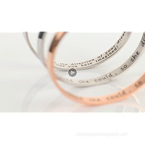 IEFSHINY 2021 Graduation Gift Cuff Bracelet - Inspirational Quote Mantra Stainless Steel Cuff Bangle Bracelet College Graduation Gifts for Her Graduation Encouragement Gift for Women