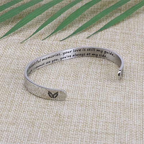 In Memory of Mom Dad Memorial Gifts for Loss of Mother Dad Grandma Grandpa Hushband Brother Sister loss of loved one Memorial Bracelet Grief Jewelry Sympathy Cuff Remembrance Bangle