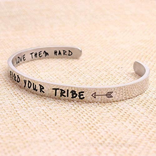 Jvvsci Find Your Tribe Love Them Hard Cuff Bracelet Raising My Tribe Jewelry Friends BFF Sisters Encouragement Gift，Gift For Her