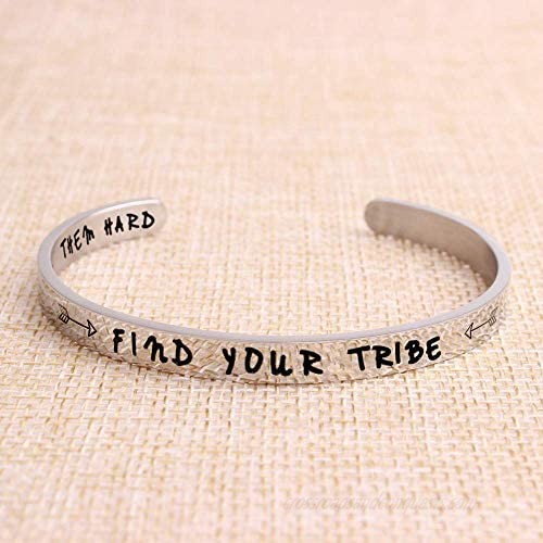 Jvvsci Find Your Tribe Love Them Hard Cuff Bracelet Raising My Tribe Jewelry Friends BFF Sisters Encouragement Gift，Gift For Her