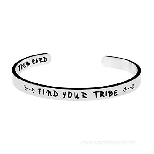 Jvvsci Find Your Tribe Love Them Hard Cuff Bracelet  Raising My Tribe Jewelry  Friends BFF Sisters Encouragement Gift，Gift For Her