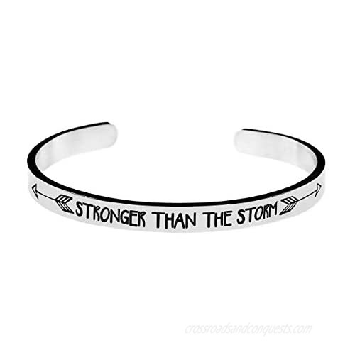 Jvvsci Stronger Than The Storm Cuff Bracelet  Inspirational Motivational Gift  Friends BFF Sisters Encouragement Gift Uplifting Gift For Her  Strength Jewelry