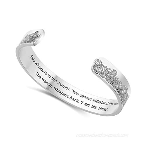 Keep Going Cuff Bangle Bracelet Stainless Steel Inspirational Jewelry I AM THE STORM