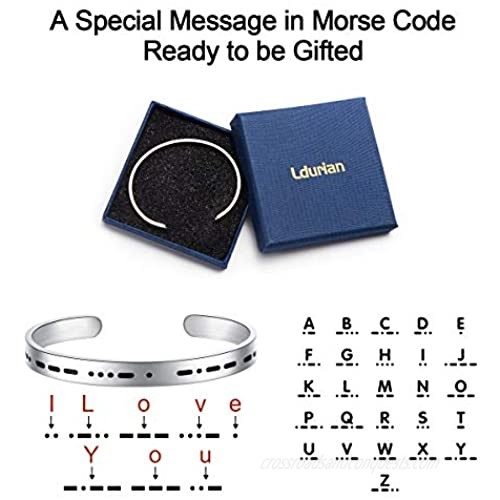 Ldurian Morse Code Bracelet Inspirational Bracelet for Women Cuff Bangle for Men Funny Morris Code Gift Hidden Message Jewelry Profanity Present (Stainless Steel Adjustable)