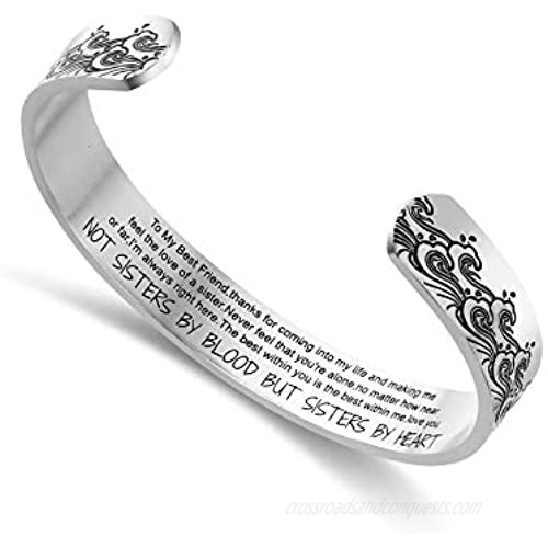 LIUANAN Inspirational Bracelets for Women Mom Personalized Gift for Her Engraved Mantra Cuff Bangle Birthday Jewelry