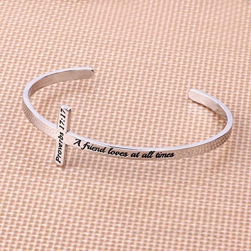 M MOOHAM Cross Bracelet Christian Gifts for Women - Engraved Quote Religious Cuff Bangle Bible Verse Jewelry Gift for Women Confirmation Baptism Gifts Christian Bracelet