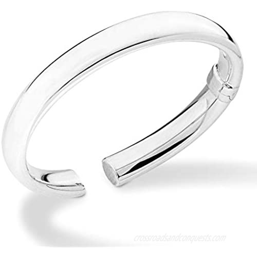 Miabella 925 Sterling Silver Italian Handmade 9mm Open Cuff Hinged Bangle Bracelet for Women 7 Inch Made in Italy